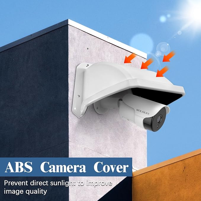 WEILAILIFE Universal Camera Cover Shield Sun Rain, Waterproof Protective Roof for Dome, Bullet Cameras, ABS Plastic Shade Covers (White)