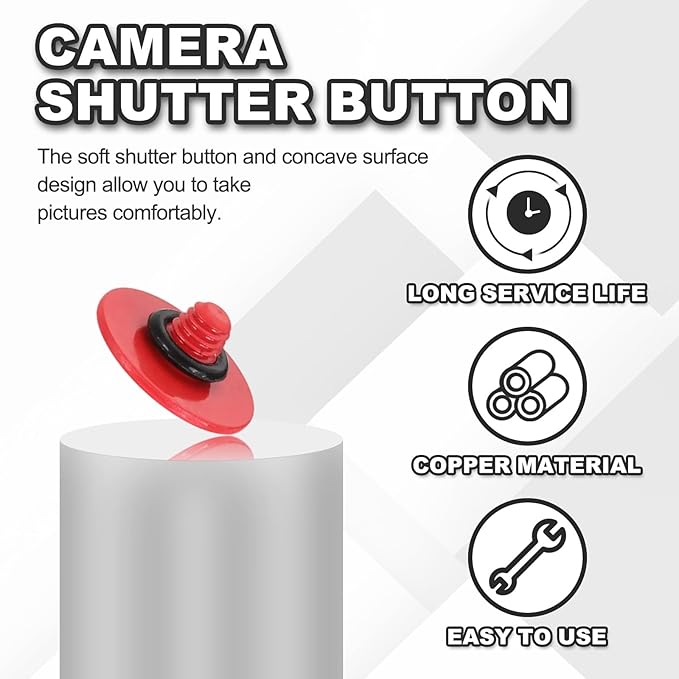 PATIKIL Camera Shutter Button, 10mm Convex Surface Shutter Release Button Pure Copper Camera Buttons for Nikon for Fujifilm for Leica DSLR/SLR, Red