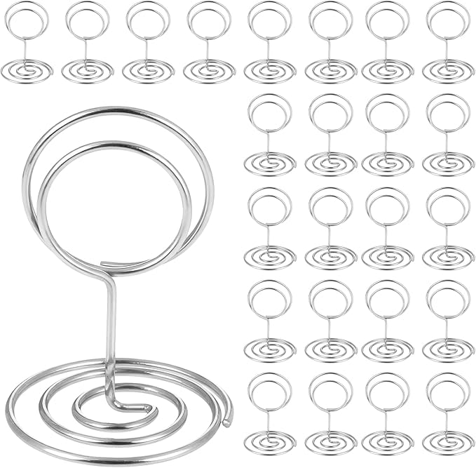 Ptwola 24 Pcs Tall Table Sign Stands Table Number Holder Place Card Holders Simple Picture Photo Name Menu Clips for Weddings Birthday Christmas Halloween Party Office Memo Notes Reception Restaurants