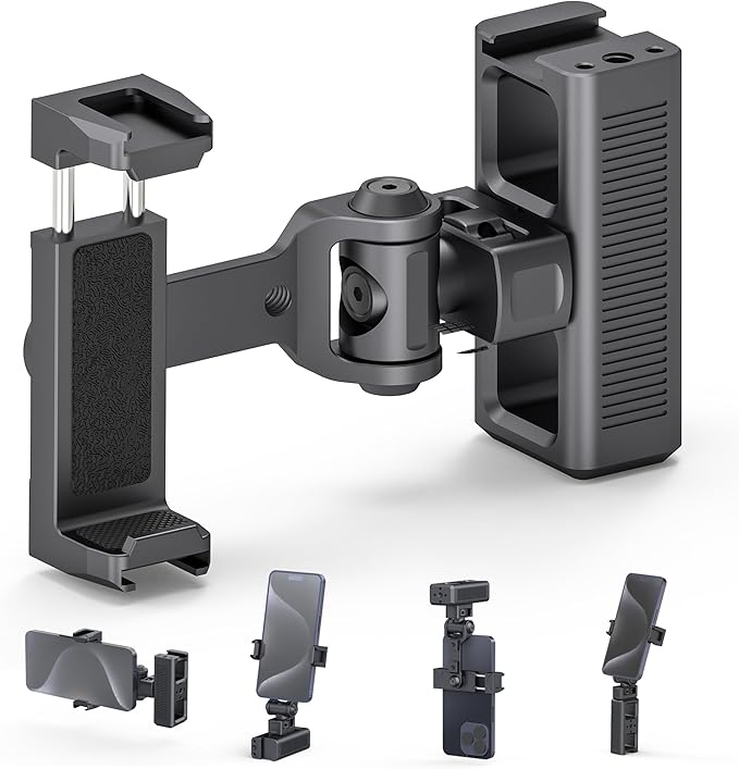 Phone Clip Rig Stabilizer for Smartphone, Lightweight Handheld Vlogging Rig with 360° Rotation, Grip & Cold Shoe Mounts | Compatible with Most Smartphones (for Arri-Standard)