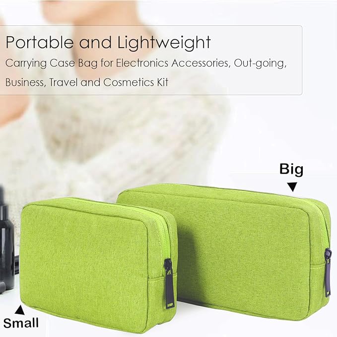 Electronic Organizer Travel Cable Accessories Case, Electronic Organizer Bag, Electronic Accessories Organizer Pouch for Cable, Cord, Charger, Phone, Power Bank, Earphone (Small-Green)