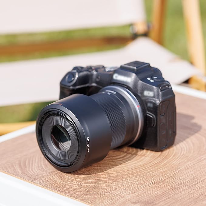 JJC ET-60B Lens Hood for Canon RF-S 55-210mm f/5-7.1 is STM Telephoto Zoom Lens on Canon R50 R100 Replaces Canon ET-60B with Reversible Design, Compatible with 55mm Filter and Lens Cap
