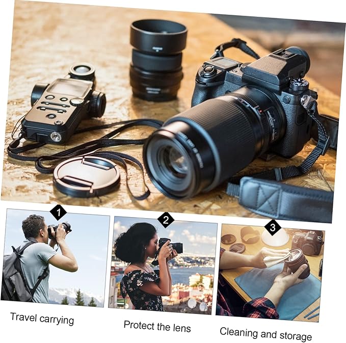 Camera Lens Bag 2Pcs Neoprene Padded Lens Pouch with Drawstring Protective Case for Dslr Lenses 5.5 X 3.7 X 3.7 Inch Compact Storage