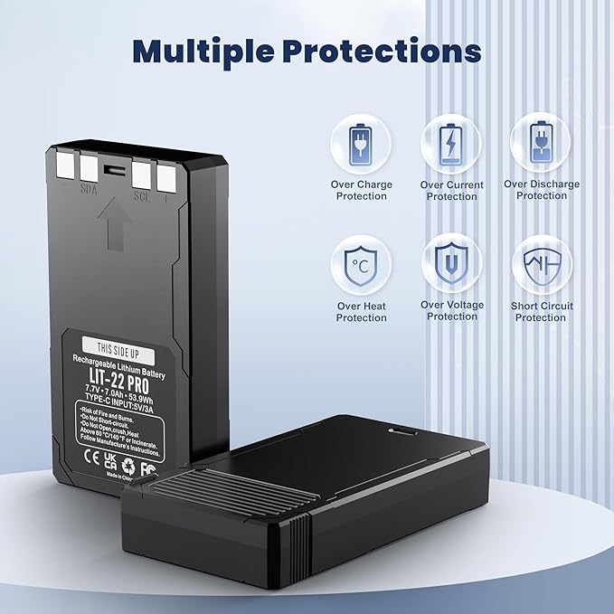 4 Pack LIT-22 7000mAh Rechargeable Battery for SPYPOINT Flex-M, Flex G36,Plus&S Trail Cameras, Includes Type-C Cable