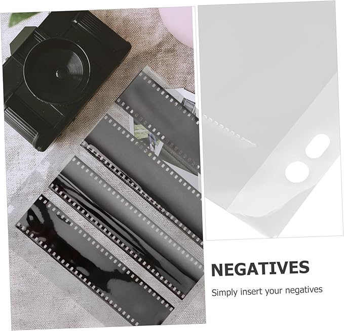 Mikikit 10pcs Negative Film Sleeves Waterproof Archival Storage Sheets for Photo Protecting Rigid Page Protectors with Binder Style for Film Collection for Document Organization