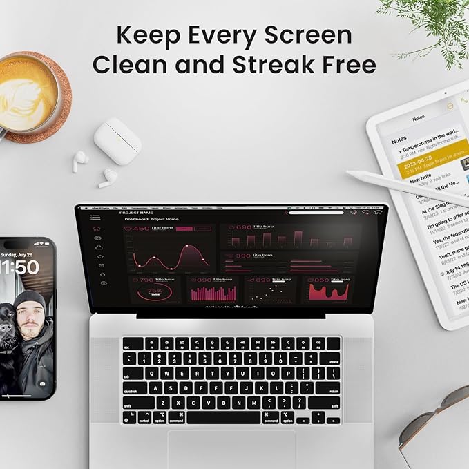 EVEO Computer Screen Cleaner Spray Kit- Portable Laptop Screen Cleaner, Phone Cleaner & Monitor Cleaner + Microfiber Cloth - Car Screen Cleaner for MacBook, iPad and More Electronic Devices - (1 Pack)