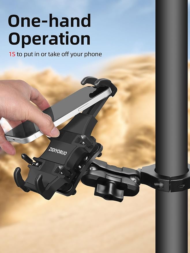 Anti-Vibration UTV Phone Mount Heavy Duty, Full Protection SXS Phone Holder with Aluminum Bracket Fit for 1.75-2" Roll Cage, Adjustable UTV Cell Phone Holder Holds 4.7-7.1" Phones