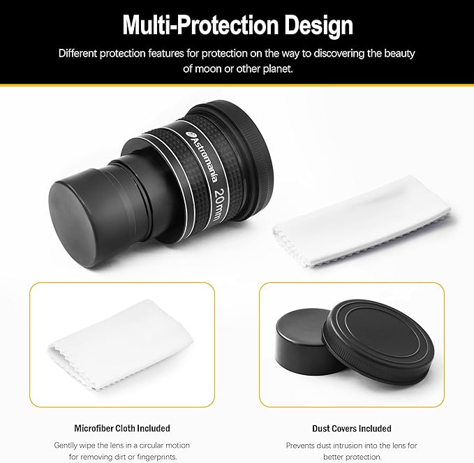 Astromania Telescope Eyepiece 20mm, Wide Angle 58 Degree Apparent Field Planetary Eyepiece for 1.25 inch Astronomy Telescope & Filter, Fully Multi-Coated Telescope Accessory for Planetary Observation