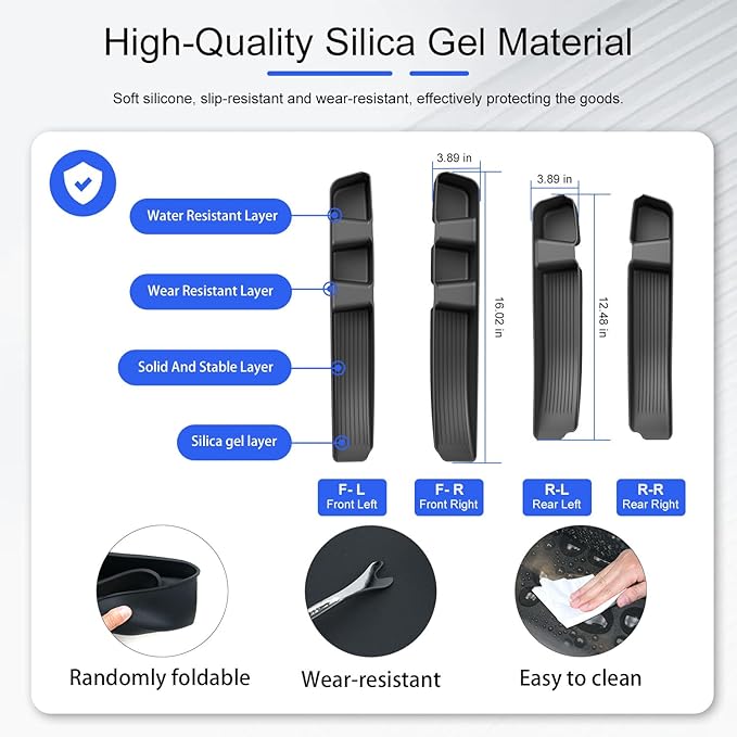 4PCS Door Side Storage Box Compatible with 2022-2026 Chevy Silverado GMC Sierra Door Handle Phone Pocket Tray Insert Organizer Crew Cab Replacement for 2022-2026 Chevy Silverado Accessories