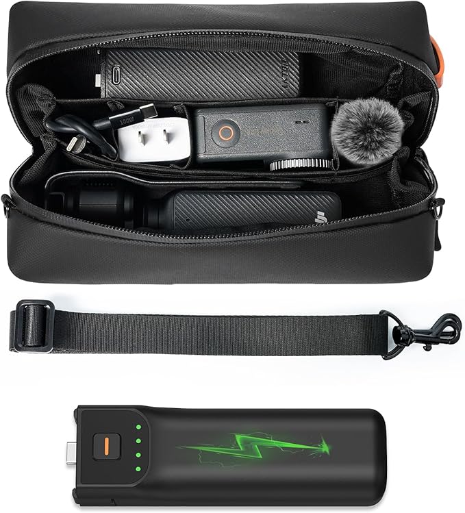 LKTOP Pocket 3 Battery Handle+Carrying Bag for DJI Osmo Pocket 3, Xtra Muse Accessories, 5000mAh 22.5W Fast Charger Power Stick, Handbag, 6hr Battery Life (Charging Time: 35min Camera, 80min Self)