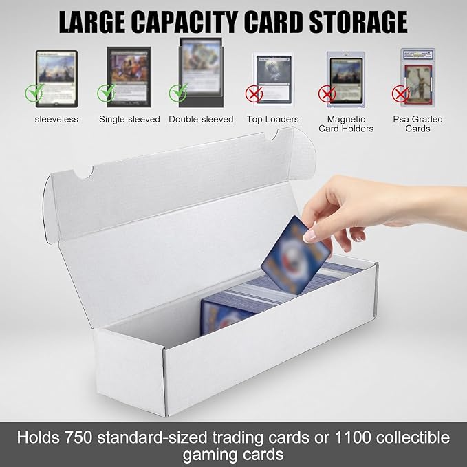 Trading Card Storage Box, 15-Pack 1100 Count White Corrugated Cardboard Bulk Sports Storage Box for TCG/Magic/Mtg Basketball Cards, Collectible Trading Cards