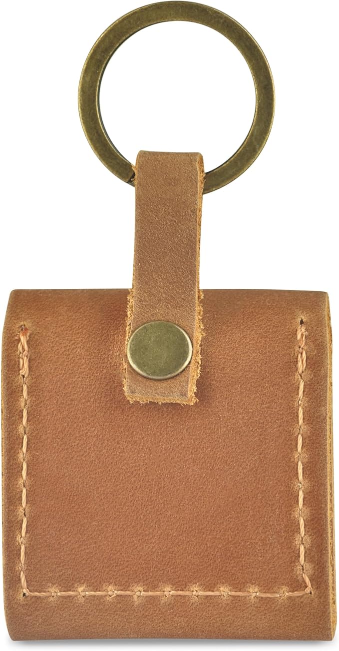 Leather SD Card Holder Keychain, SD Card Case Key Fob, Micro SD Card Holder Organizer, SD Card Storage Case, Memory Card Case Cover, Travel Memory Card Case (Vintage Brown)