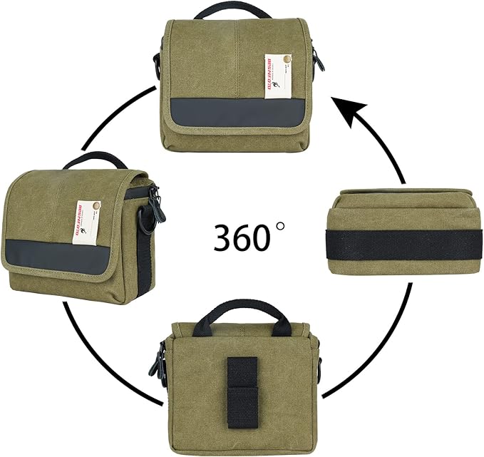 Besnfoto Camera Bag Small Crossbody Camera Shoulder Bag Purse Waterproof Canvas Cute Compact Camera Messenger Bag Case for Mirrorless DSLR SLR Women and Men