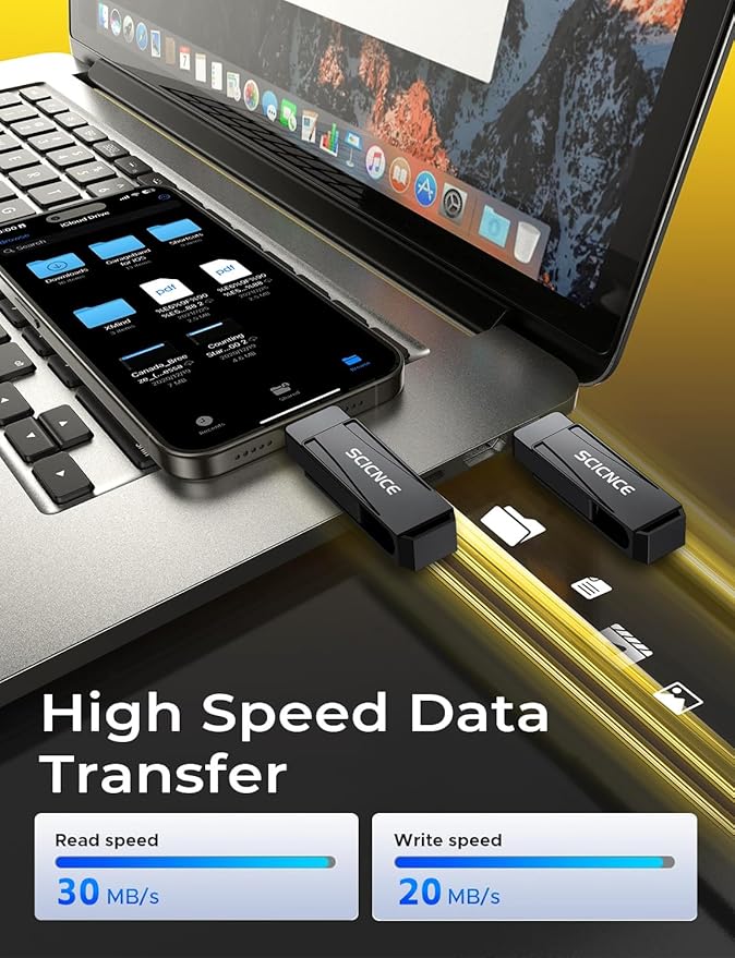 SCICNCE 512GB Flash Drive Intended for iPhone, USB Memory Stick Storage Backup for Photos Videos, Plug and Play No APP Required, Compatible with iPhone iPad Android and Computers (Metal Gray)
