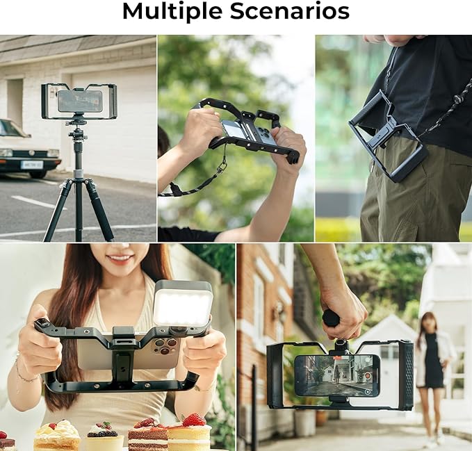 SmallRig IG-02 Wireless Control Universal Phone Cage for Short Video Starters, Dual Handgrip Smartphone Video Rig with Cold Shoe Mount, for iPhone 17 16 & Android, for Creators Vlogging-5356