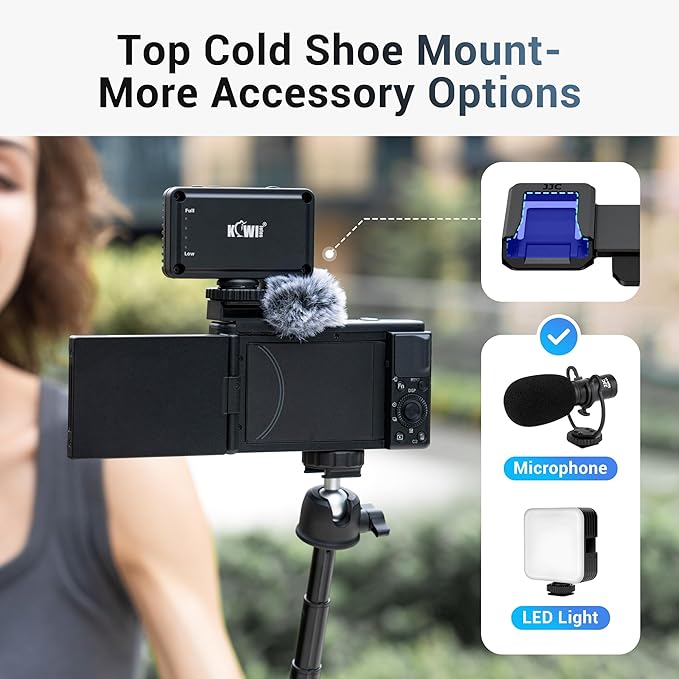 JJC Cold Shoe Wind Muff Windshield for Canon PowerShot V1 Camera, Shoe Adapter Mount Holder for LED Light Microphone Attachment, Power Shot V1 Vlog Accessories