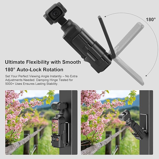 Folding Magnetic Mount Base Bracket for DJI Osmo Pocket 3 Accessories- Adjustable Magnetic Phone Mount, Portable Desktop Tripod Stand, Handheld Grip Handle, Vlogging Accessories (Black)