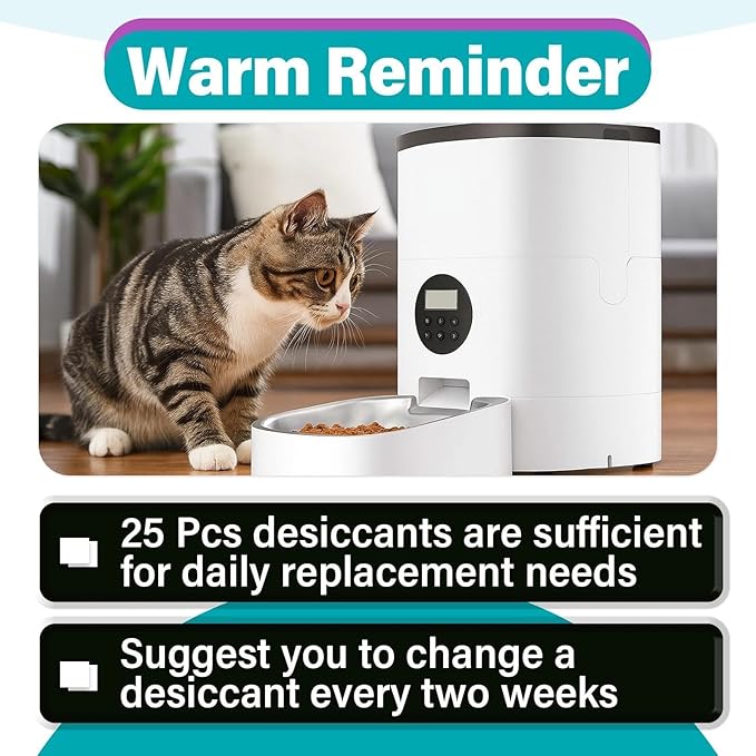 25 Pcs Pet Food Desiccant Bags Compatible with Petkit/Petlibro/Pawsync Automatic Cat Feeder, Pet Feeder Replaced Desiccant, Reminder Keep Pet Food Dry and Fresh