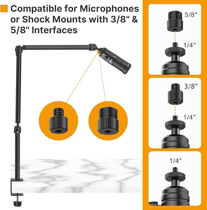 VIJIM LS08 Flexible Overhead Camera Mount Desk Stand, Webcam Stand Microphone Boom Arm Tabletop Photography Videography Live Stream Table clamp Mount