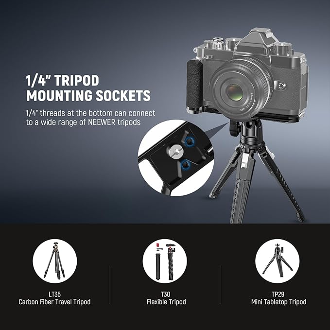 NEEWER Zf Handgrip L Shaped Grip Compatible with Nikon Z f Camera, Retro Mounting Baseplate L Bracket with Handle, Thumb Grip & Aluminum Shutter Button, Compatible with Arca Type Tripod Head, CA134