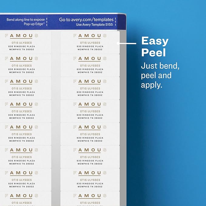 Avery Printable Return Address Labels with Sure Feed, 2/3" x 1-3/4", Matte Clear, 600 Blank Mailing Labels (18695) (Pack of 5)