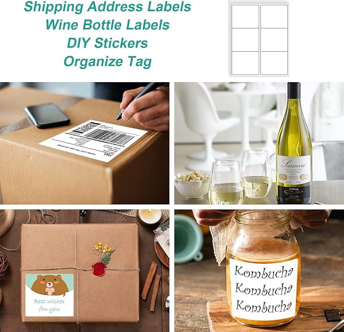 MFLABEL 3-1/3" x 4" Shipping Address Sticker, FBA Labels, 6-UP Sticker Label, White Shipping Label, Easy to Peel, Address Paper for Laser/Ink Jet Printer, 6 Per Page (15000 Labels, 2500 Sheets)