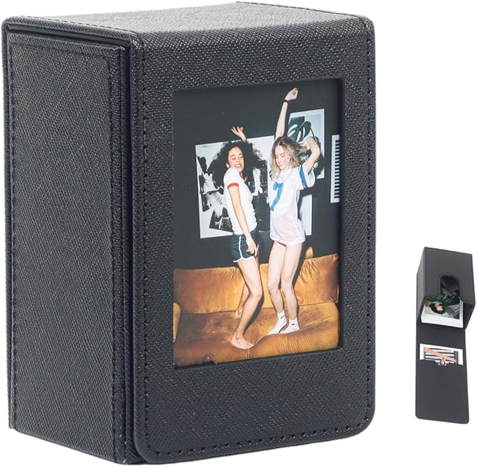 Orga'Neat Picture Holder Storage Case for Fujifilm Instax Mini Film 12/11/90/40/9/8/7/7+/EVO, PU Leather Photo Holder with Pocket Outside, up to 50 Photos (Black)