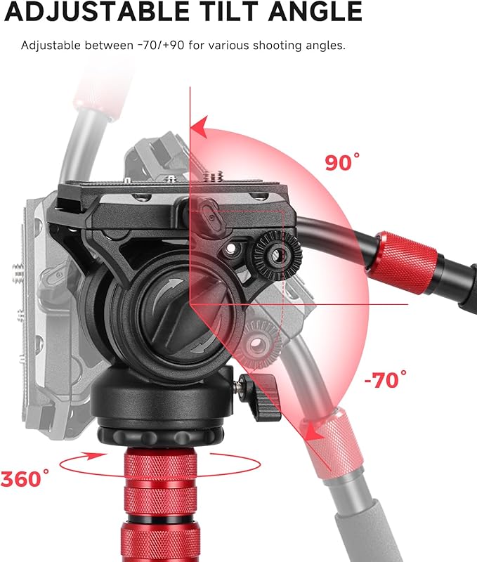 Avella Video Tripod Fluid Head with Quick Release Plate, Lightweight Heavy Duty Compatible with Manfrotto,Max Load 13.2lb/6kg for Video Canon Nikon Sony Olympus Panasonic DSLR Camera, V504