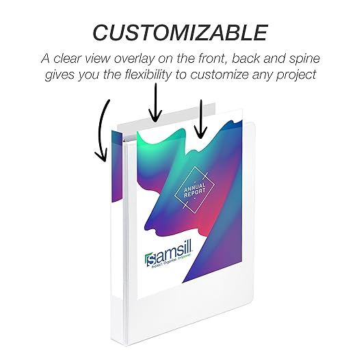 Samsill Durable 1 inch 3 Ring Binder, Made in USA, D Ring Binder, FSC 100% Recycled Chipboard, White, 24 Pack, Bulk