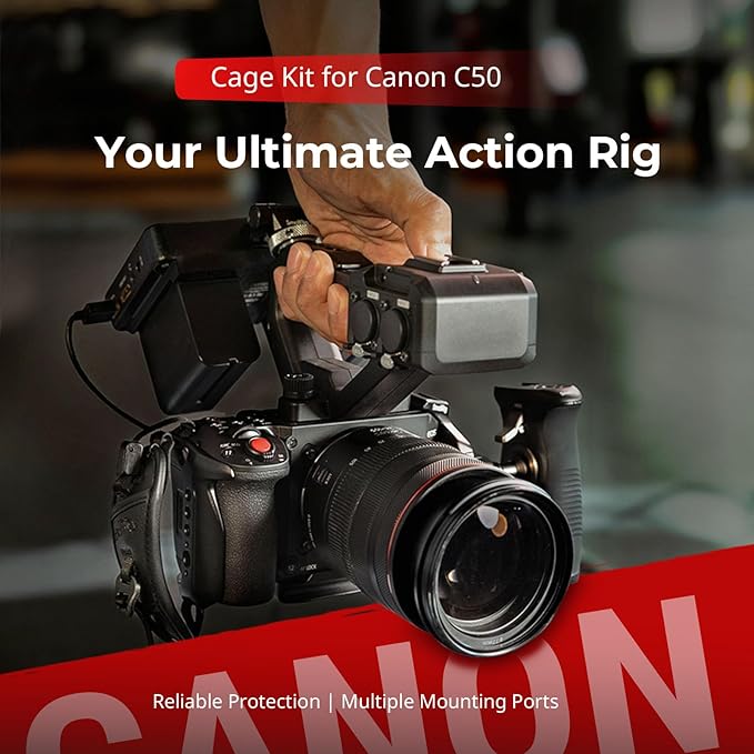 SmallRig Cage Kit for Canon C50 with XLR Handle Extension, Camera Cage with Cold Shoe Mount, Cable Clamp for HDMI, Built-in Quick Release Plate for Arca Tripod, Hand Strap - 5657