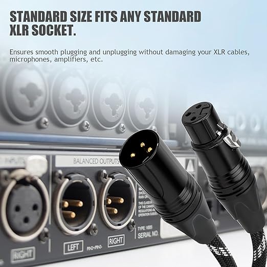 Pro XLR Cables - 1 Pack: 6ft Quad-Core Twisted Dual-Shielded Nylon-Braided Oxygen-Free Copper (OFC) 3-Pin Male-to-Female Microphone Cables