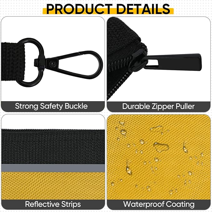 TICONN Tool Pouches with Zipper, 1680D Oxford Small Tool Bags, Waterproof Utility Bag Zipper Pouch for Tool Organizers and Storage (6 Pack Large)