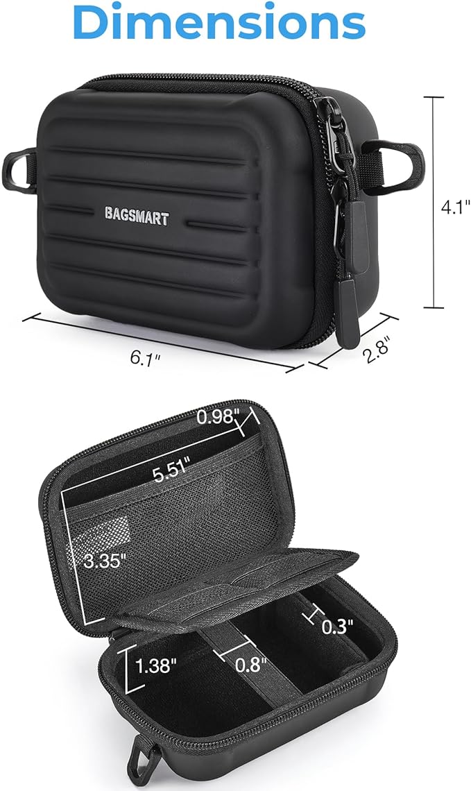BAGSMART Digital Camera Case, Protective & Waterproof Small Camera Case with Shoulder Strap, Lightweight Camera Sling Bag for Canon PowerShot ELPH 180/190 / Sony DSCW800/DSCW830 - Black