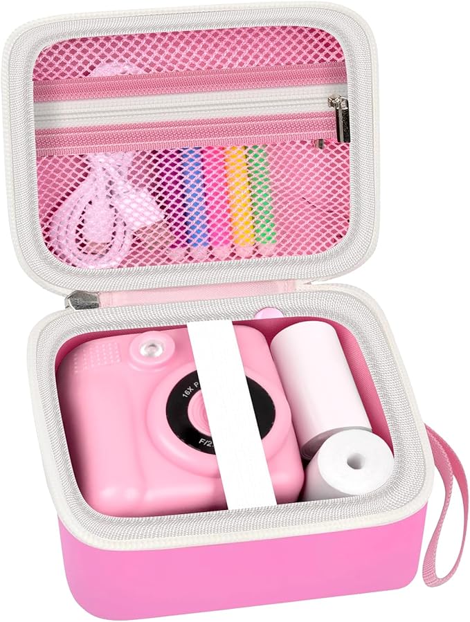 Kids Instant Print Camera Case Compatible with ESOXOFFORE for Dylanto for DUDUDRAGON for GKTZ for ETIKEZ for Dafotil for Careenoah for Aasonida Digital Video Prints Paper Bag (Box Only) Light Pink