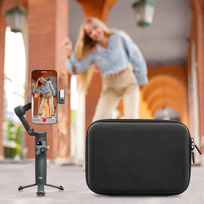 co2CREA Osmo Mobile 8/7P/7 Gimbal Stabilizer Hard Case - Waterproof Travel Storage Box with Custom Foam Insert & Mesh Pocket for DJI OM Mobile 7P Smartphone Gimbal, Accessories, Cables (Black Case)