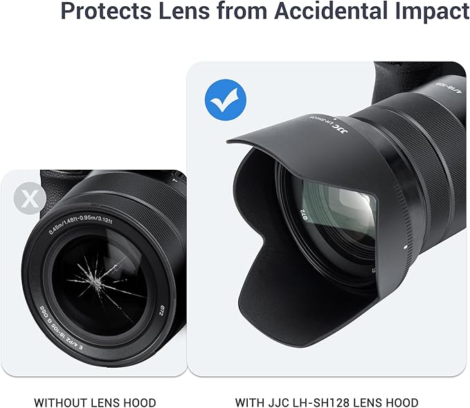 JJC ALC-SH128 Bayonet Reversible Lens Hood Shade for Sony E PZ 18-105mm F4 G OSS Lens, ALCSH128 Lens Hood for Sony SELP18105G, Replaces Sony ALC-SH128 Lens Hood, Allow to Attach 72mm Filter & Lens Cap