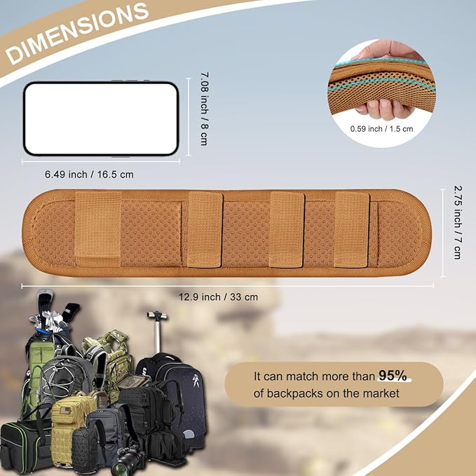 ZINZ 2-Pack Universal Shoulder Pad with Ultra Thick Cushion for Bag Luggage Bag Crossbody, Plus Long & Anti-Slip & Breathable,Khaki