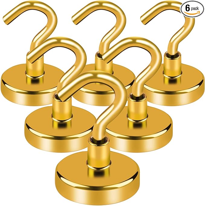 LOVIMAG Cruise Must Haves, 85Lb Magnet Hooks, Cruise Magnets for Door, Yellow Cruise Door Magnets, Magnetic Hooks for Hanging-6Pack