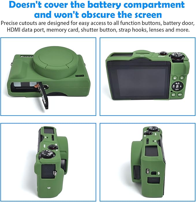 Easy Hood Camera Case for Canon Powershot G7 X Mark III Digital Camera,Silicone Soft Camera Case with Button Marker Removable Lens Cover Protective Body Skin for Canon G7X III DSLR Camera Green