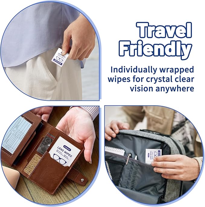 Lens Wipes for Eyeglasses, Eyeglass Lens Cleaning Wipes Pre-moistened Individually Wrapped Sracth-Free Streak-Free Eye Glasses Cleaner Wipes for Sunglass, Camera Lens, Goggles（500count)