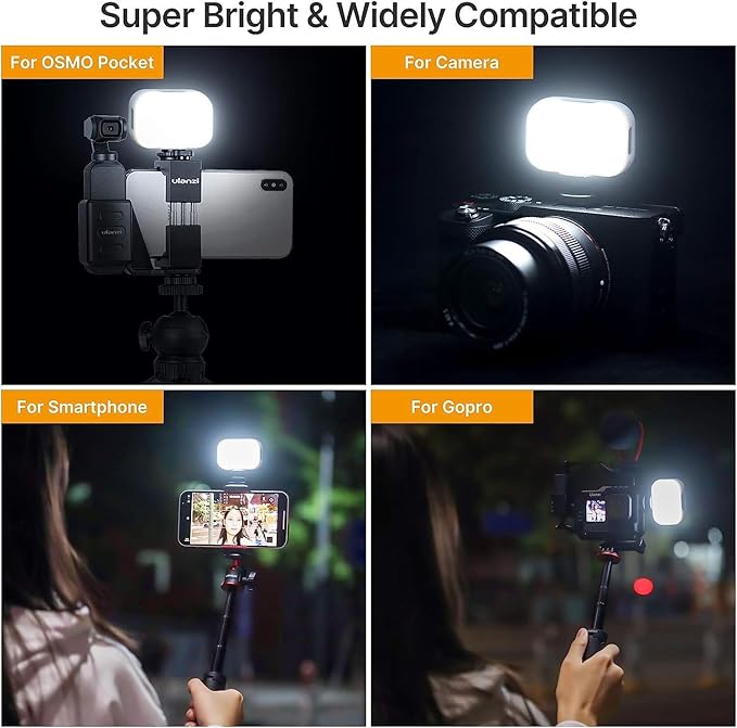 PICTRON VL28 LED Light for iPhone, Mini LED Camera Light, Rechargeable 5600K 95+ Long-Lasting Fill Light for Action Camera, DJI OSMO, Smartphone, Sony ZV-1, A7, RX100 VII
