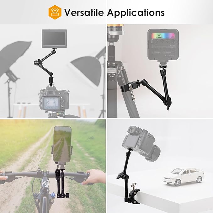 TARION 61in Live Streaming Stand with Wheel + 11in Magic Arm with Super Clamp, 5-in-1 Stream Stand Equipment Kit TitanRig + 3 Articulating Arms with 1/4" and 3/8" Thread