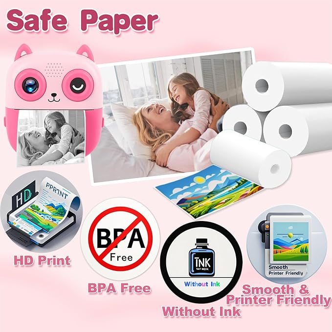 Mini Thermal Printer Sticker Paper,2.2x0.98in(57X25mm), Compatible with iDPRT, CILSER Thermal Printer Paper for Mini Printer/Kids Camera Width Under 57mm, HD,Inkless,Waterproof(Sticky 10 Rolls)