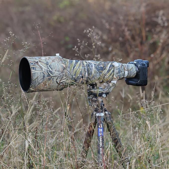 CHASING BIRDS Lens Camouflage Waterproof Coat for Canon RF 600mm F4 L is USM Rainproof Lens Protective Cover Version IV (New Reed Camouflage, with Extender RF 2X)
