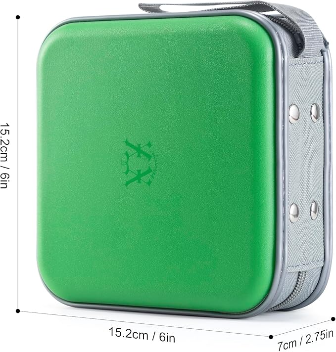 alavisxf xx CD Case, 48 Capacity Hard Plastic DVD Case Portable Zipper CD Holder Large Storage Disc Wallet Bag for Car Home Travel (Green, 48 Capacity)