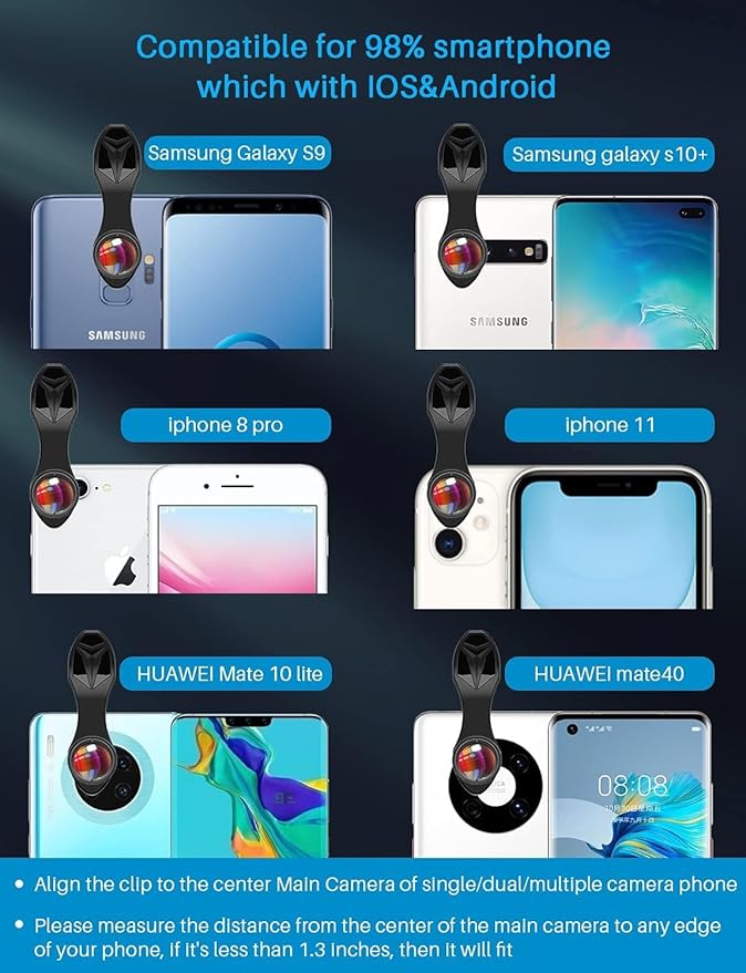 MIAO LAB 10 in 1 Cell Phone Camera Lens Kit, Wide Angle Lens & Macro Lens+Fisheye Lens+Telephoto Lens+CPL/Flow/Radial/Star Filter+Kaleidoscope 3/6 Lens for iPhone Samsung Sony and Most of Smartphone