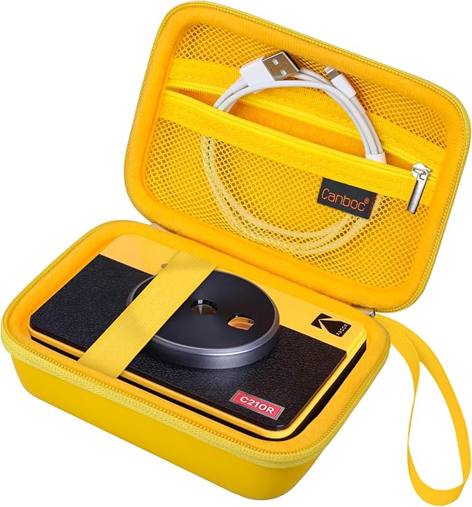Canboc Carrying Case for KODAK Mini 2 Retro 4PASS Portable Photo Printer/KODAK Mini Shot 2 Retro 4PASS 2-in-1 Instant Digital Camera, Mesh Bag fits Photo Paper and Cable, Yellow