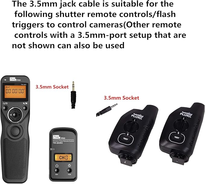3.5MM-DC3 (MC-DC3) for Nikon Cameras Z5II/Z50II/ZR Shutter Release Cable is Suitable Connect The Timer, Camera Shutter Controller and Indoor Flash Trigger Cable (3.5mm-DC3 2pcs)