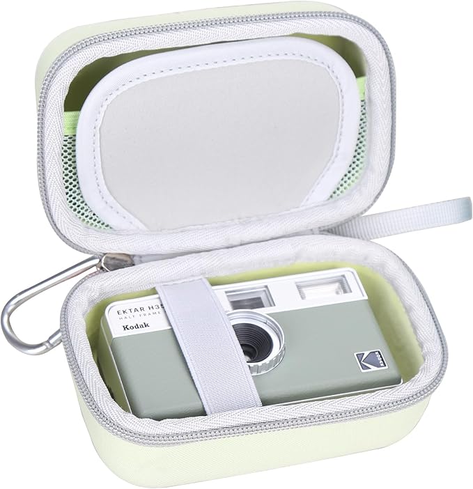 Mchoi Hard Travel Case Suitable for KODAK EKTAR H35 H35N Half Frame Film Camera, Digital Camera Organizer Holders for Kodak Ultra F9 M35 M38 Paper Shoot Camera, 35mm Film Rolls, Case Only, Green