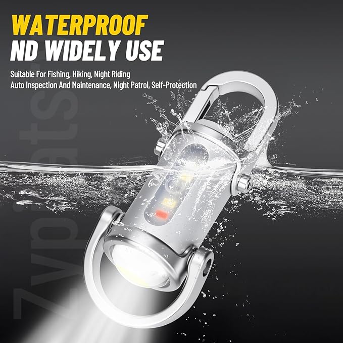 1200LM Super Bright Mini Led Flashlights USB Rechargeable Small Waterproof Keychain Flashlight Rescue, Camping-Silver